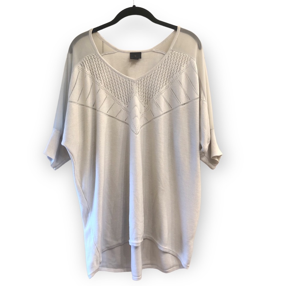 Worthington Stretchy Long Sleeved White Sweater XL, Polyester/Viscose